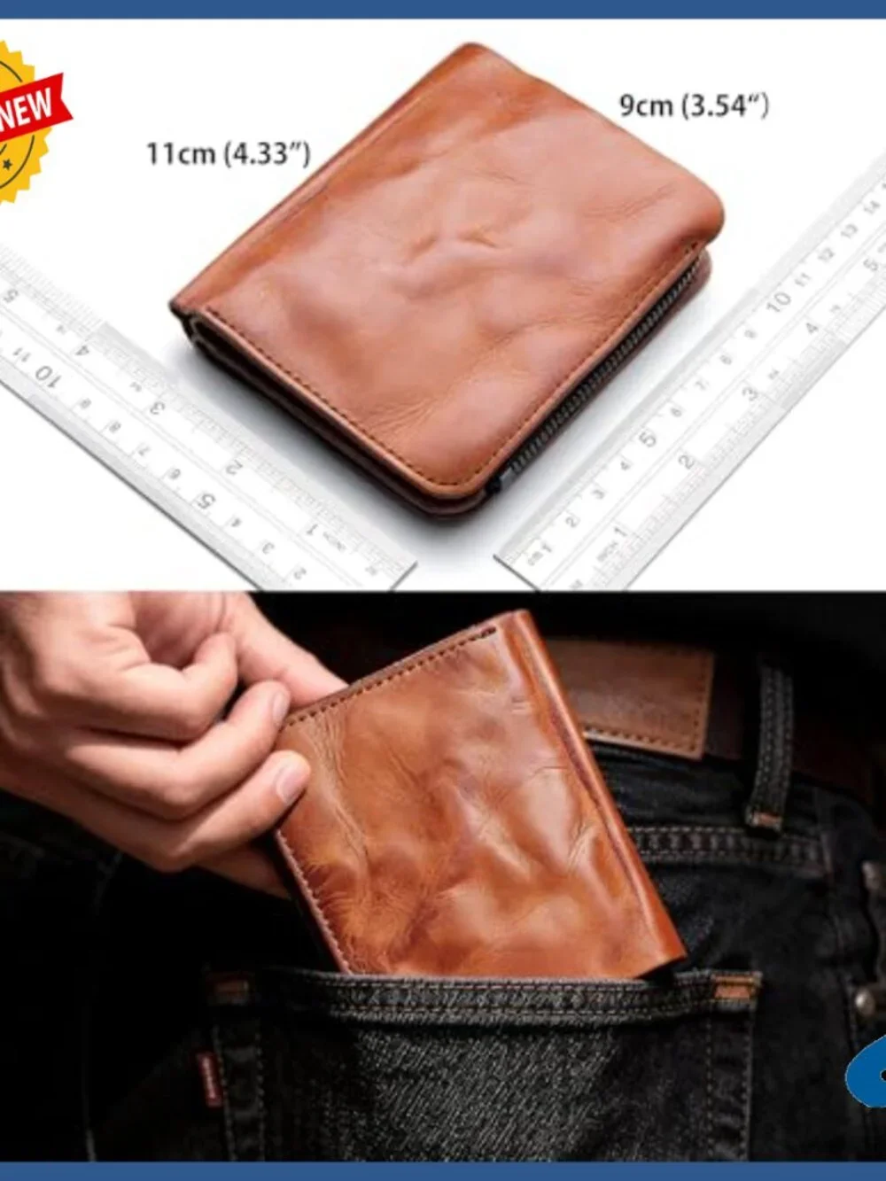 Handmade Vintage Small Bifold Wallet Full Grain Leather Compact